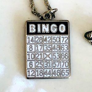 Bingo Necklace Enamel Silver Tone